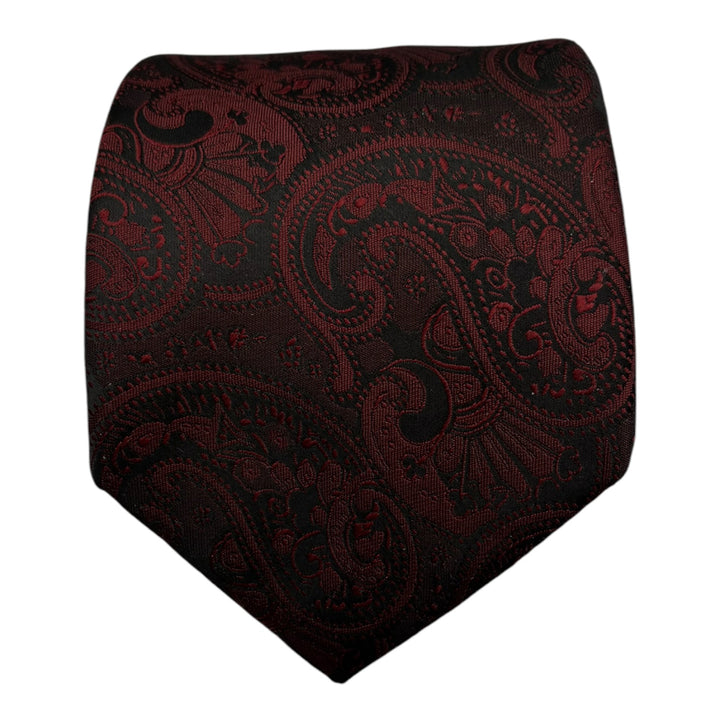 Dark Wine Tonal Paisley Tie and Pocket Square