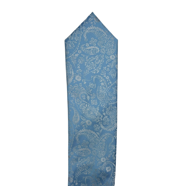 Sky Blue Tonal Paisley Tie and Pocket Square