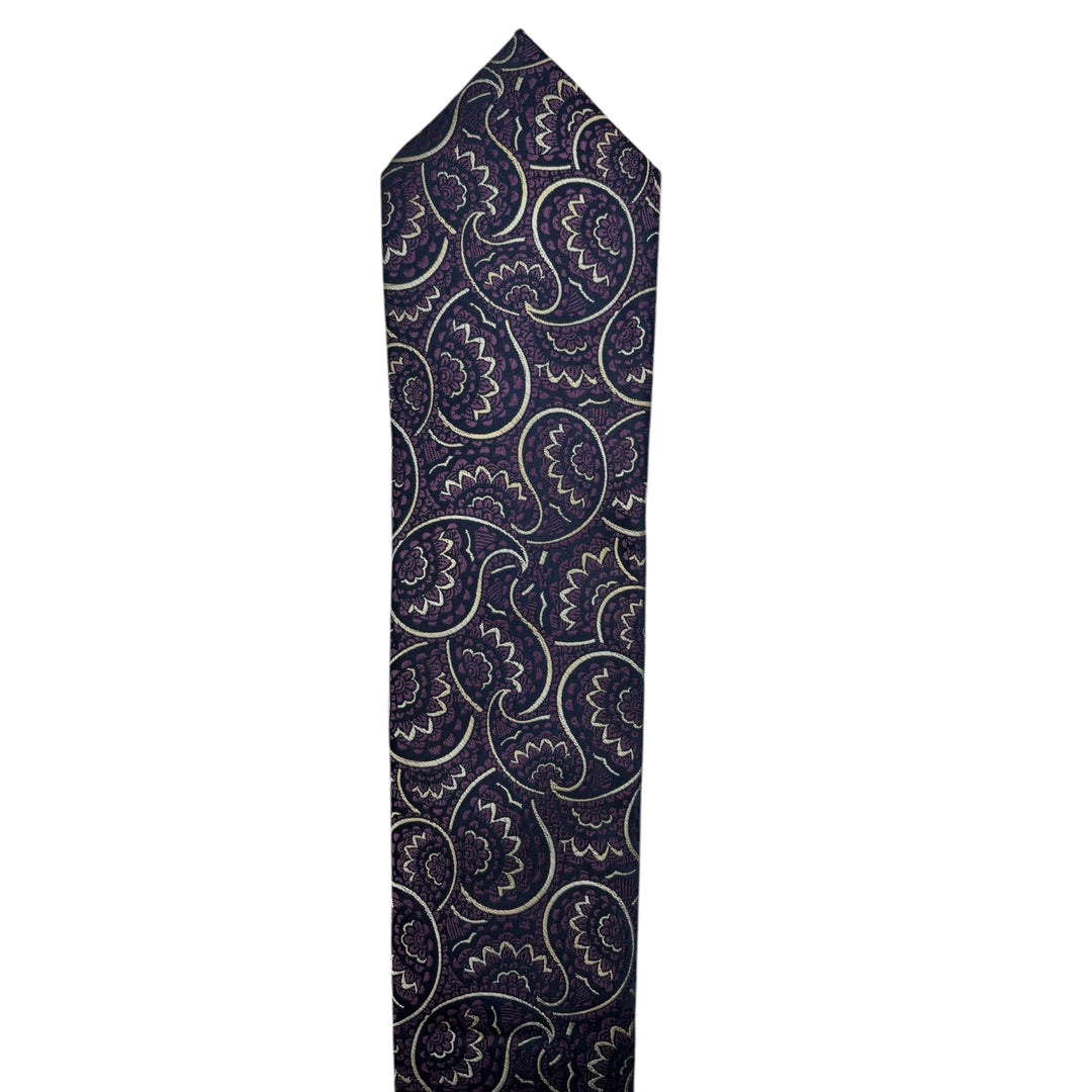 Gold Paisley Purple Tie and Pocket Square