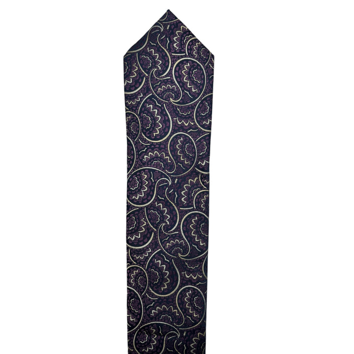 Gold Paisley Purple Tie and Pocket Square