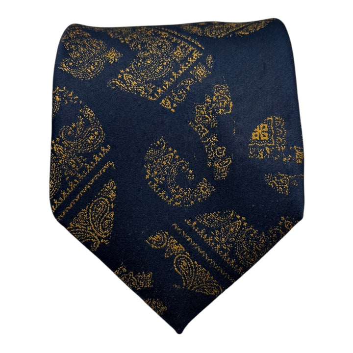 Icon Gold Paisley Navy Tie and Pocket Square