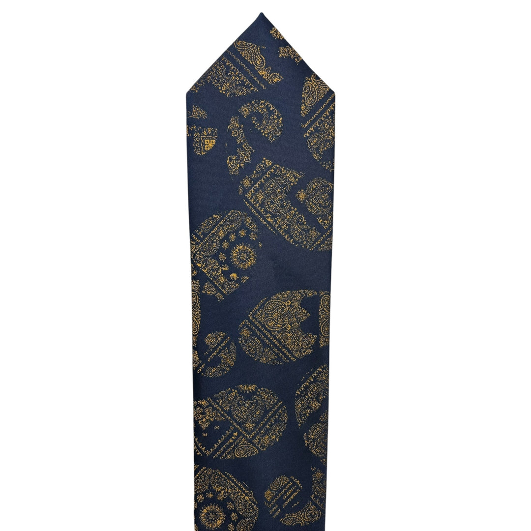 Icon Gold Paisley Navy Tie and Pocket Square