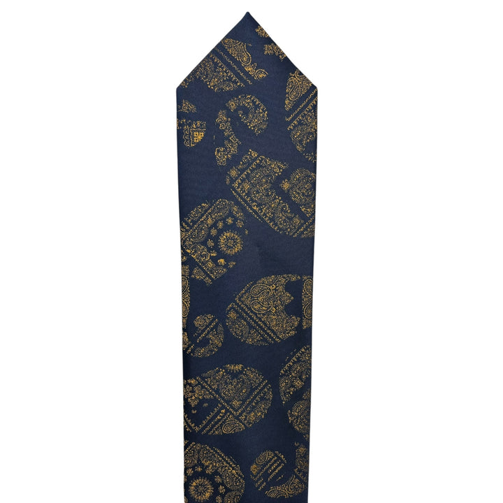 Icon Gold Paisley Navy Tie and Pocket Square