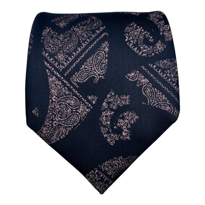 Icon Blush Pink Paisley Navy Tie and Pocket Square