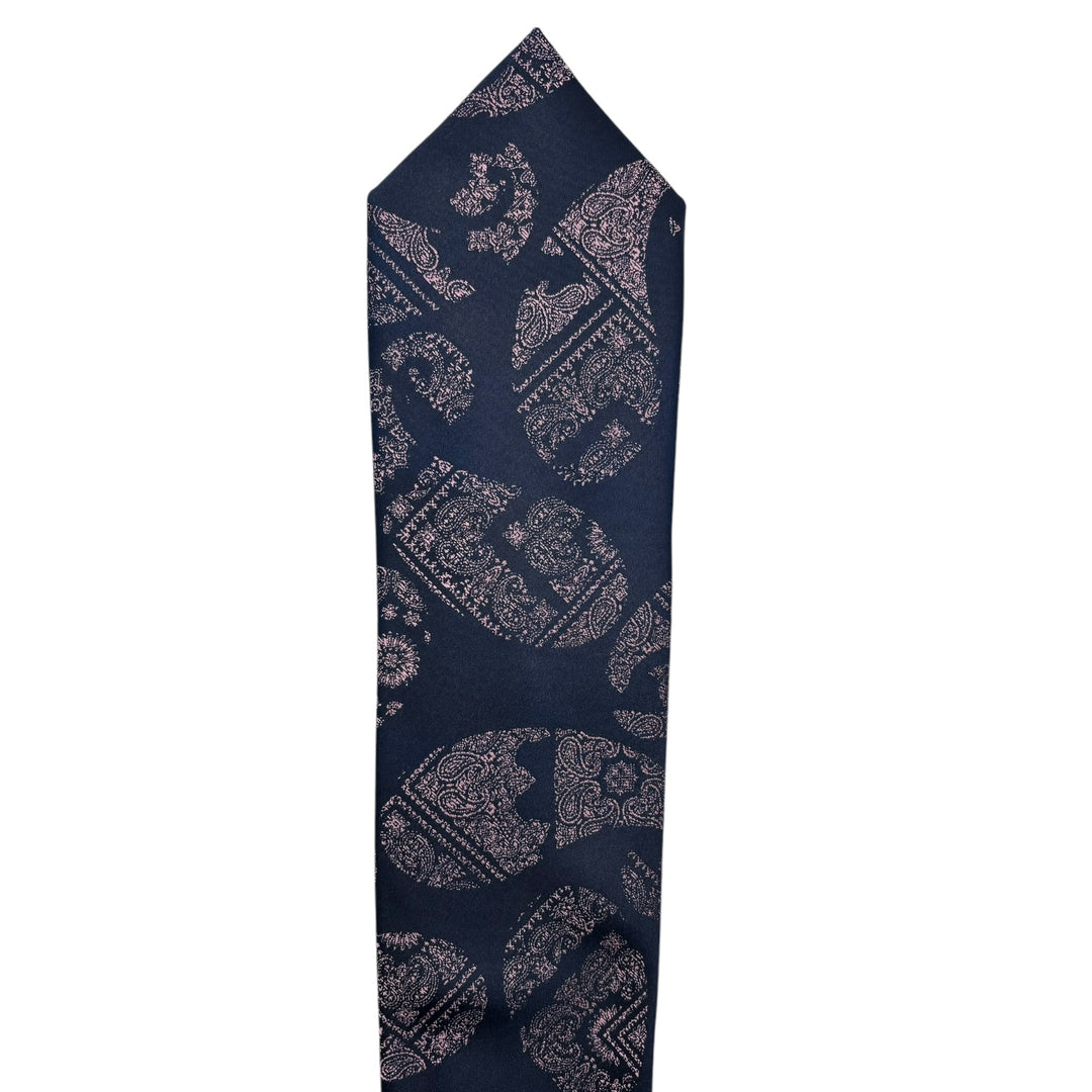 Icon Blush Pink Paisley Navy Tie and Pocket Square
