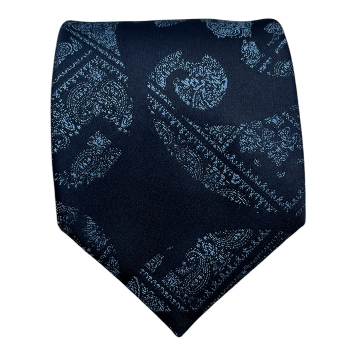 Icon Sky Blue Paisley Navy Tie and Pocket Square
