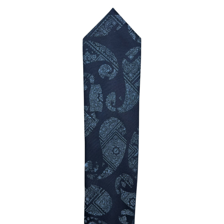 Icon Sky Blue Paisley Navy Tie and Pocket Square