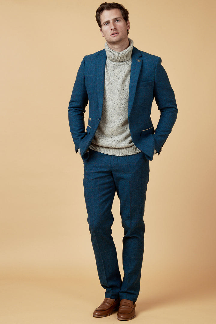 Dion Blue Tweed Check Blazer