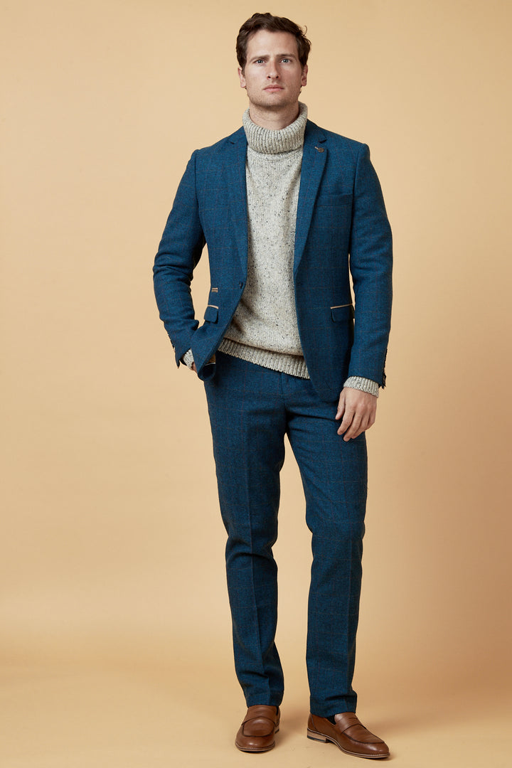 Dion Blue Tweed Check Blazer