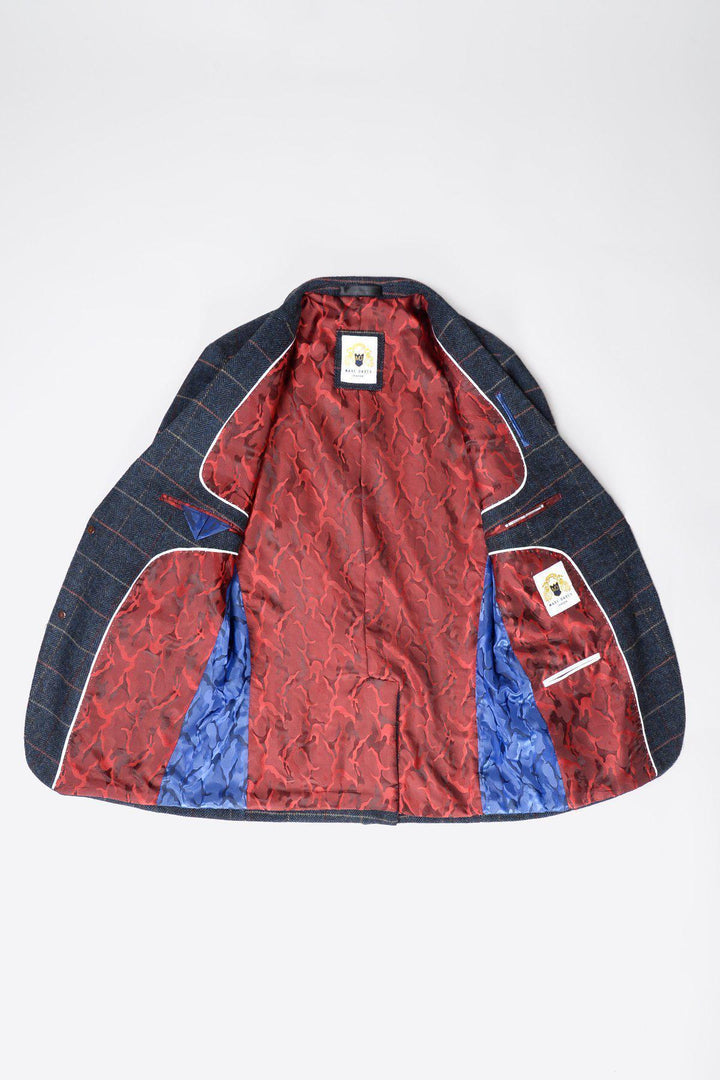 Eton Navy Blue Tweed Check Blazer