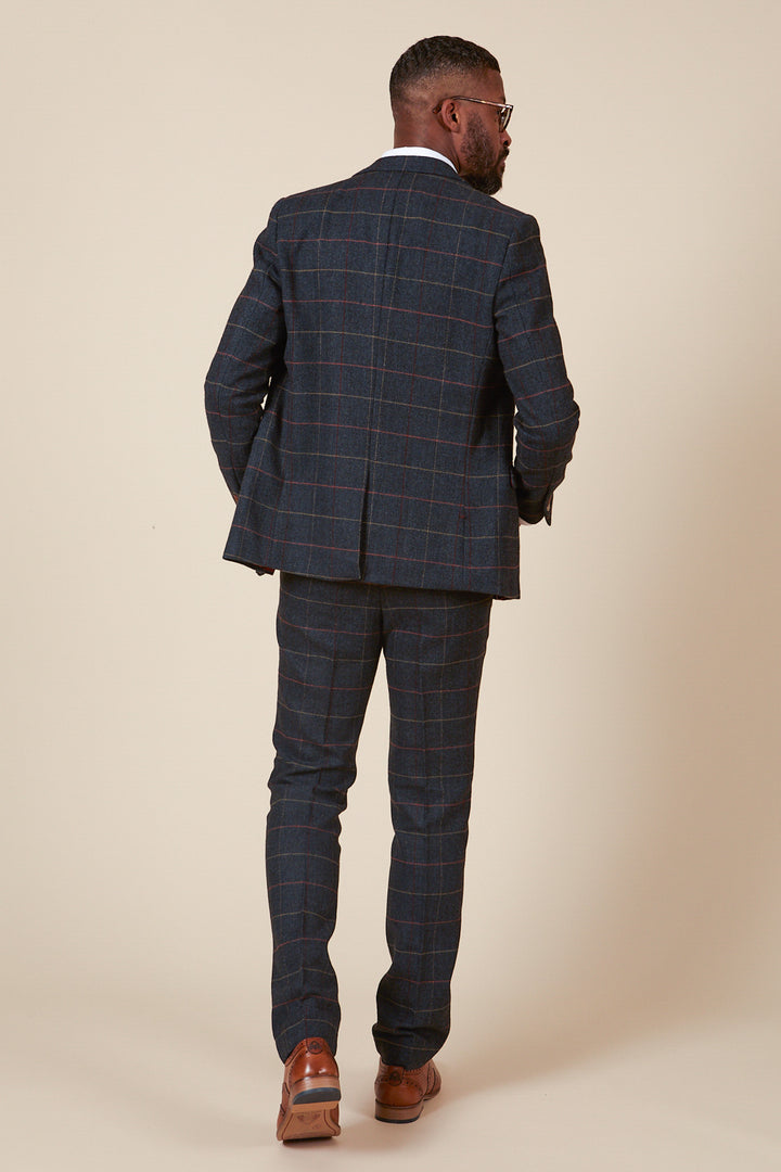 Eton Navy Blue Tweed Check Blazer