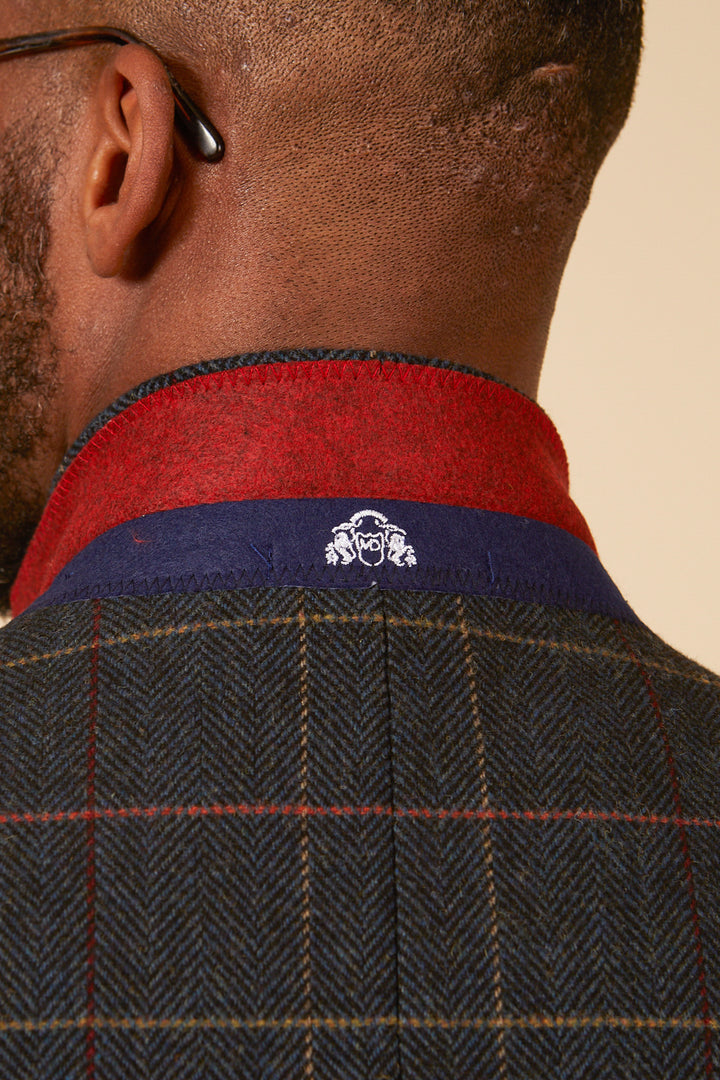 Eton Navy Blue Tweed Check Blazer