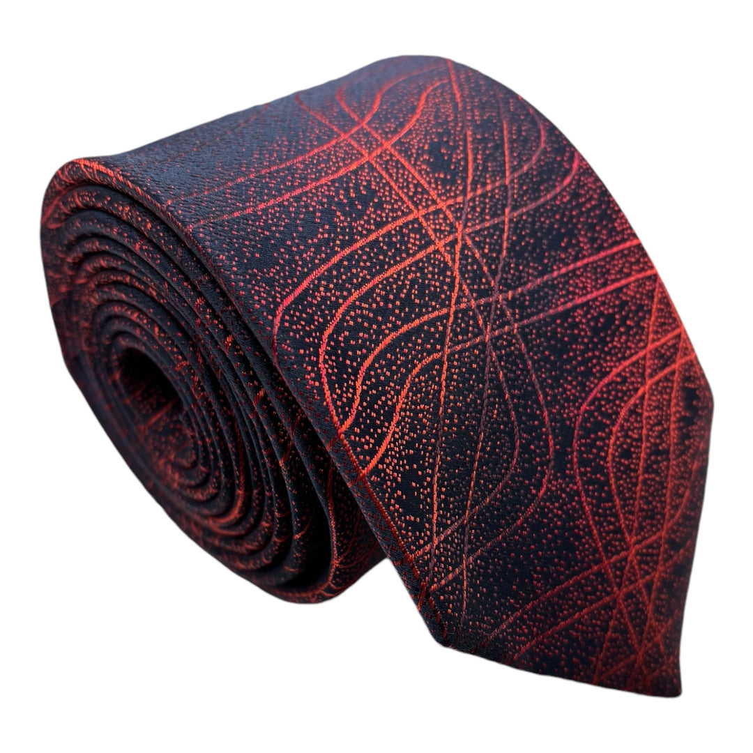 Navy Red Lines Tie & Pocket Square