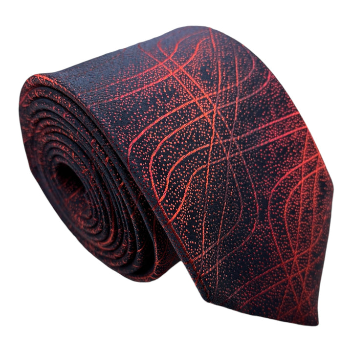 Navy Red Lines Tie & Pocket Square