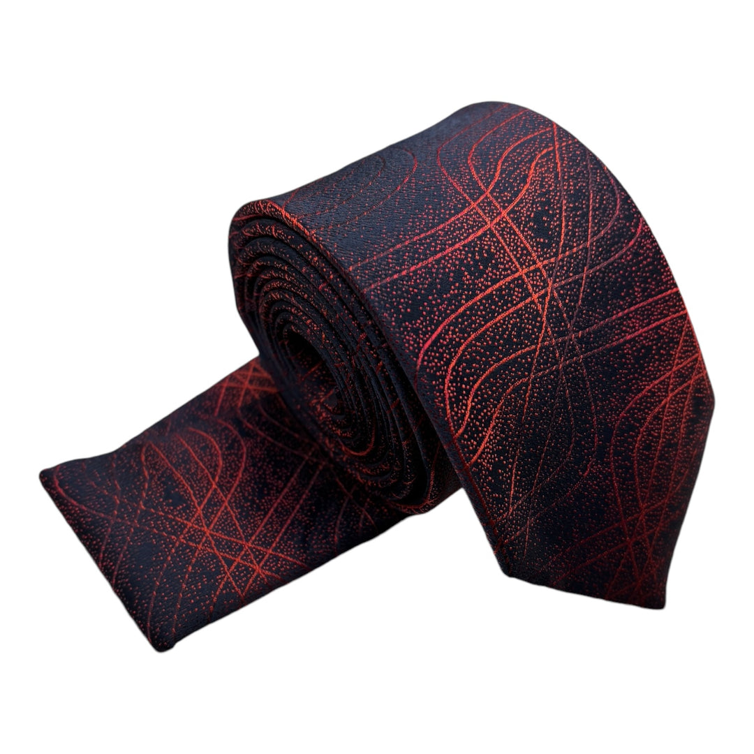 Navy Red Lines Tie & Pocket Square