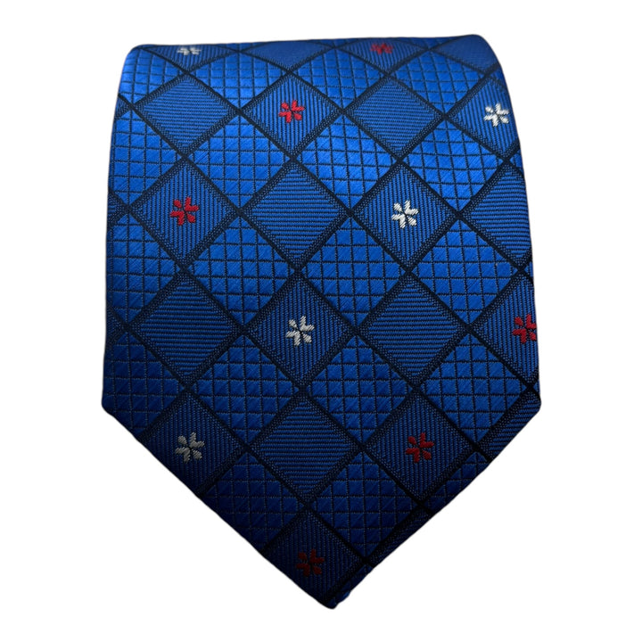 Blue Diamond Textured Tie & Pocket Square