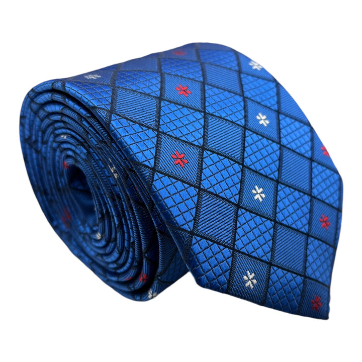 Blue Diamond Textured Tie & Pocket Square