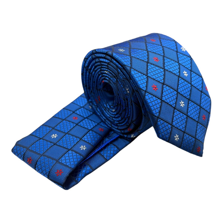 Blue Diamond Textured Tie & Pocket Square