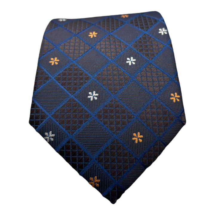 Grey Blue Diamond Textured Tie & Pocket Square