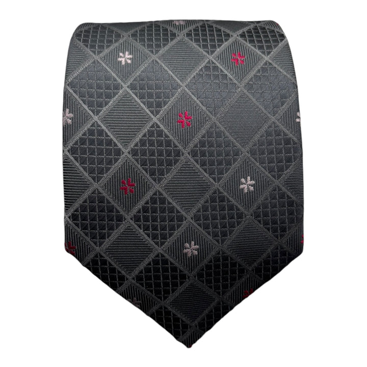 Grey Diamond Textured Tie & Pocket Square