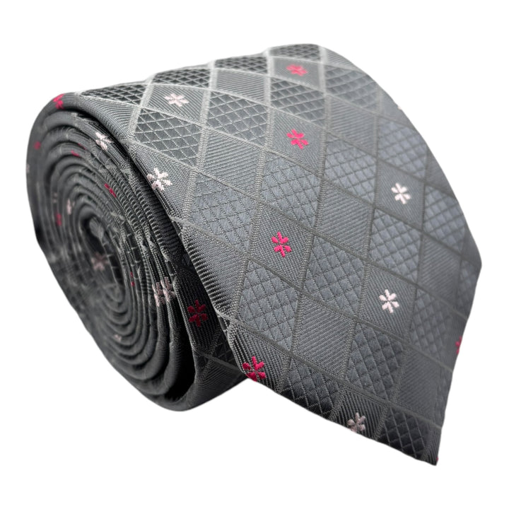 Grey Diamond Textured Tie & Pocket Square