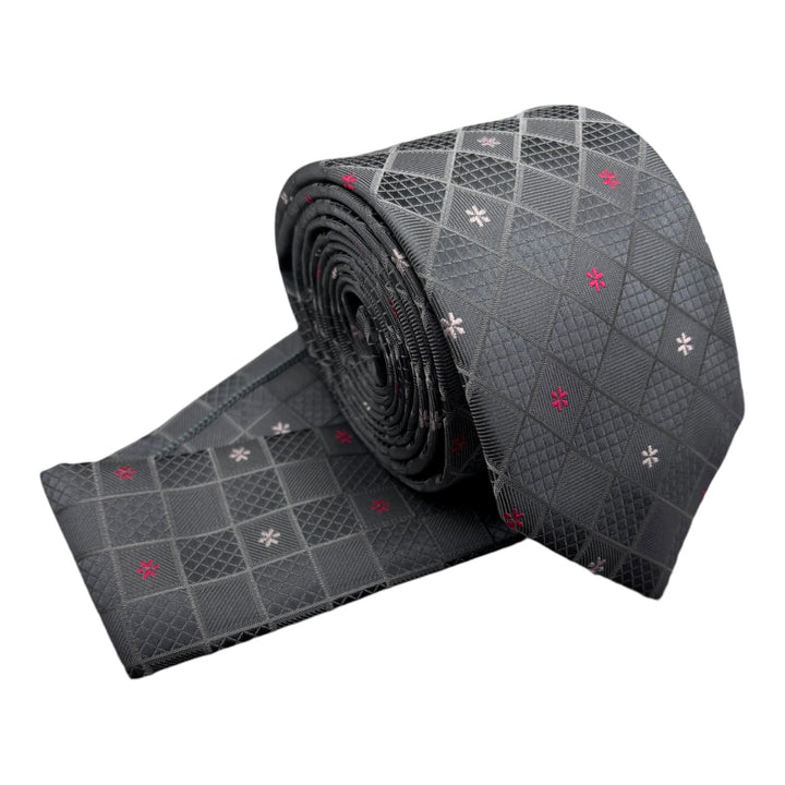 Grey Diamond Textured Tie & Pocket Square