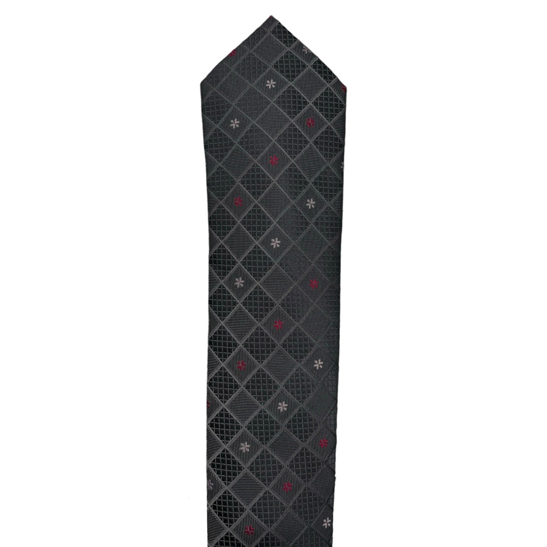 Grey Diamond Textured Tie & Pocket Square