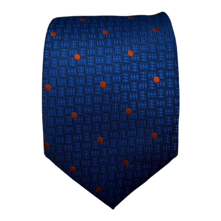 Blue Geometric Dotted Tie & Pocket Square