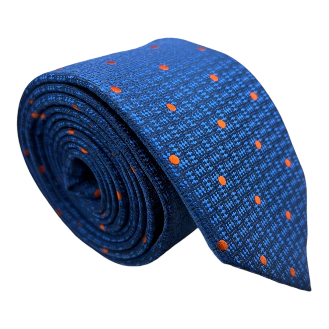 Blue Geometric Dotted Tie & Pocket Square