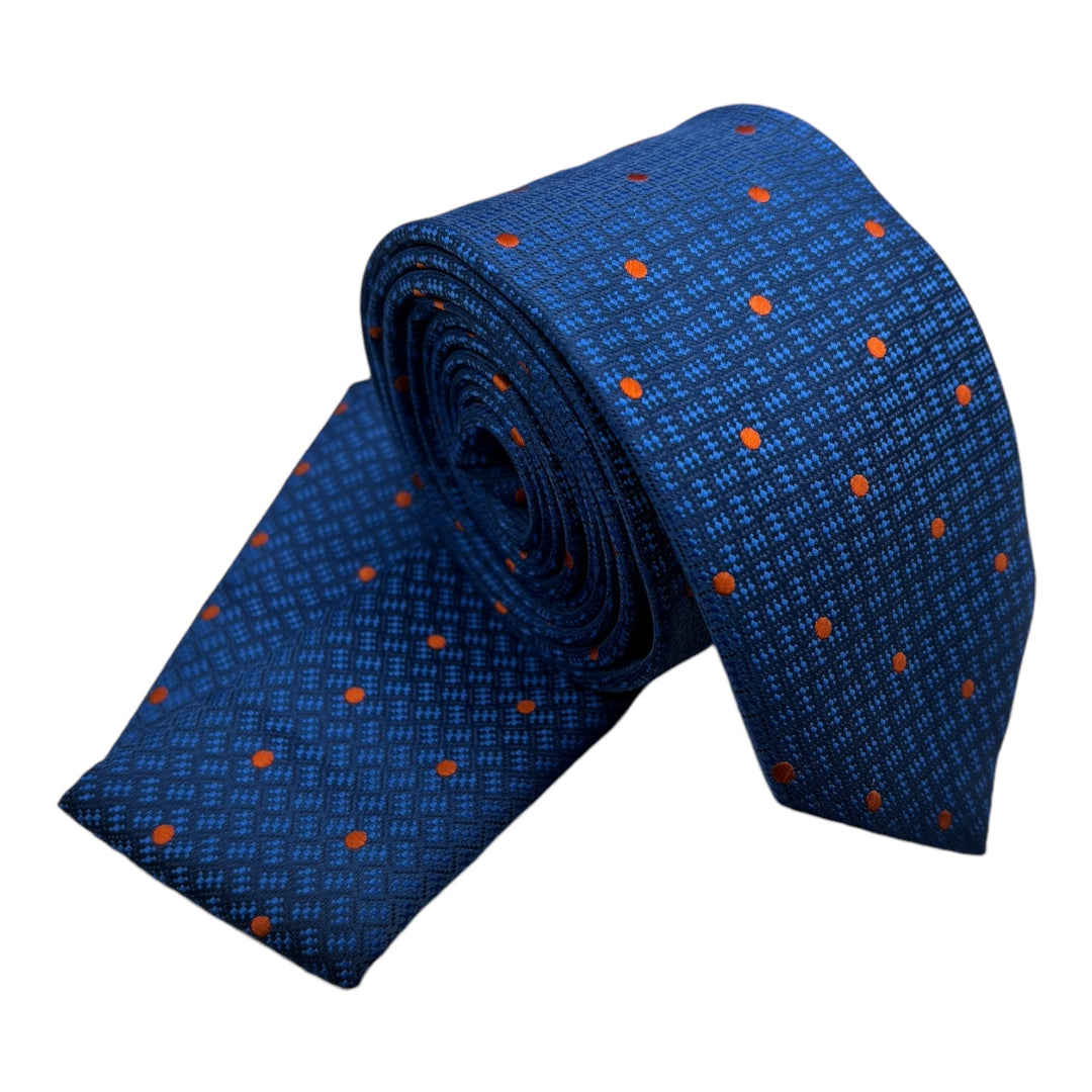 Blue Geometric Dotted Tie & Pocket Square
