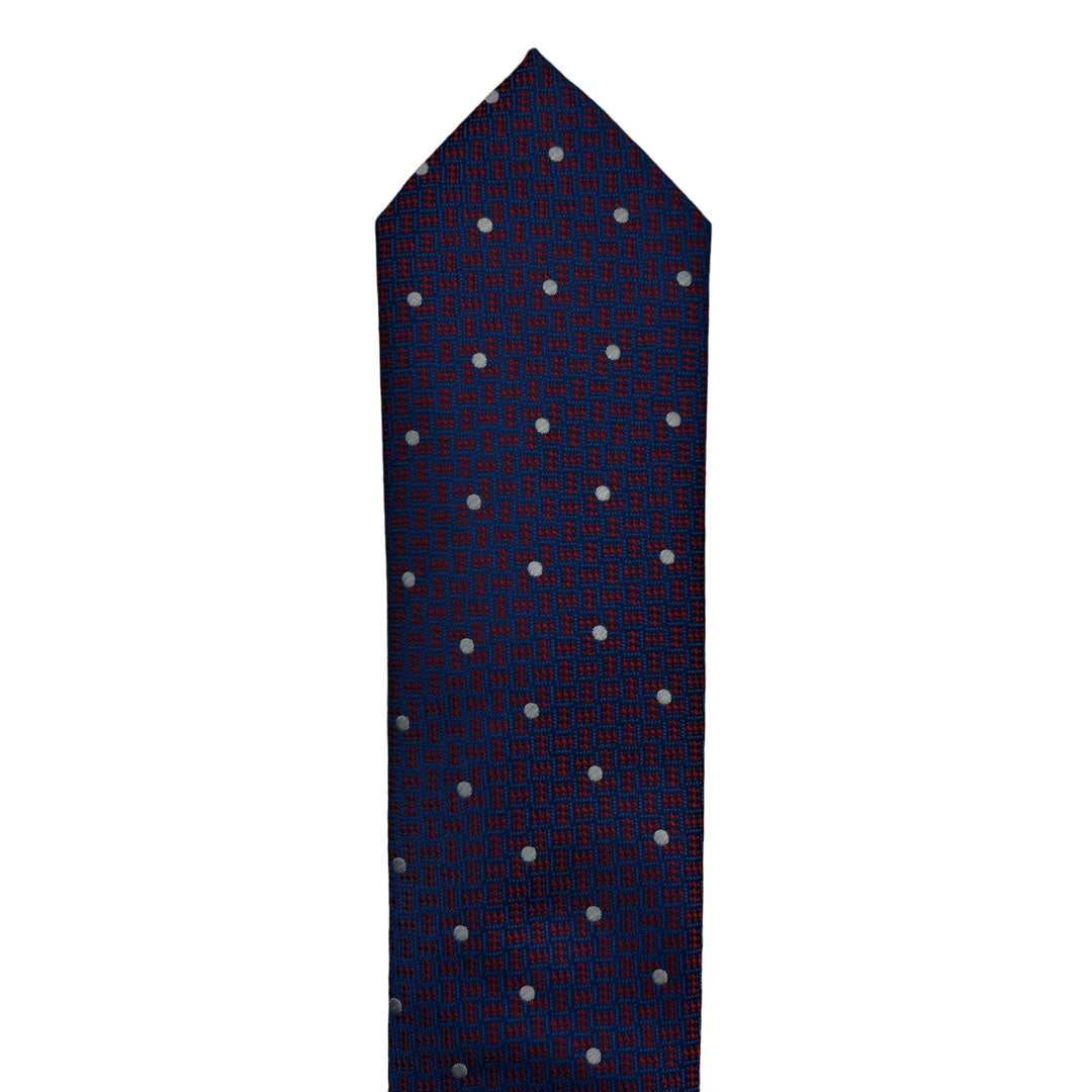 Blue Red Geometric Dotted Tie & Pocket Square