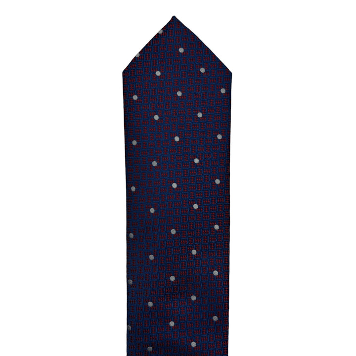 Blue Red Geometric Dotted Tie & Pocket Square
