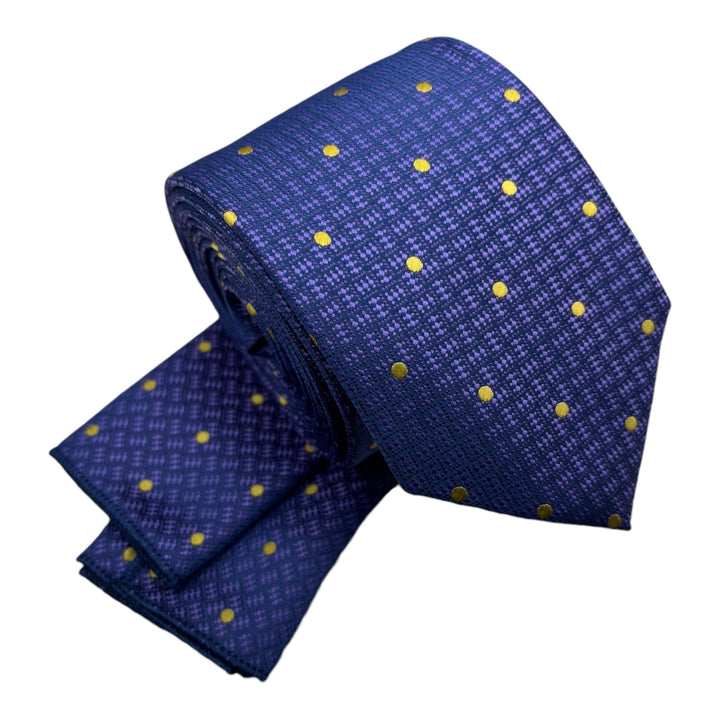 Purple Geometric Dotted Tie & Pocket Square