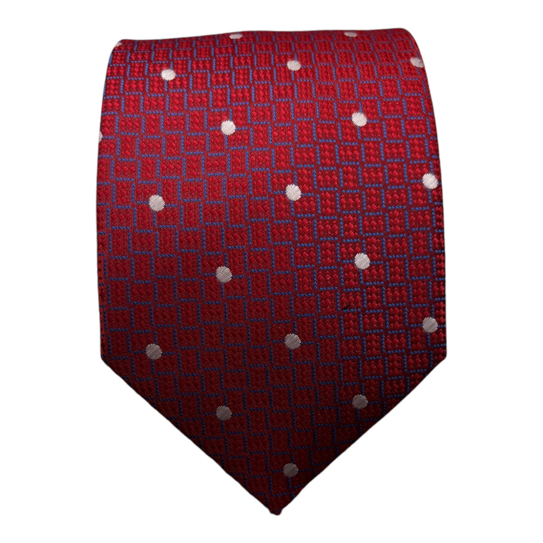 Red Geometric Dotted Tie & Pocket Square