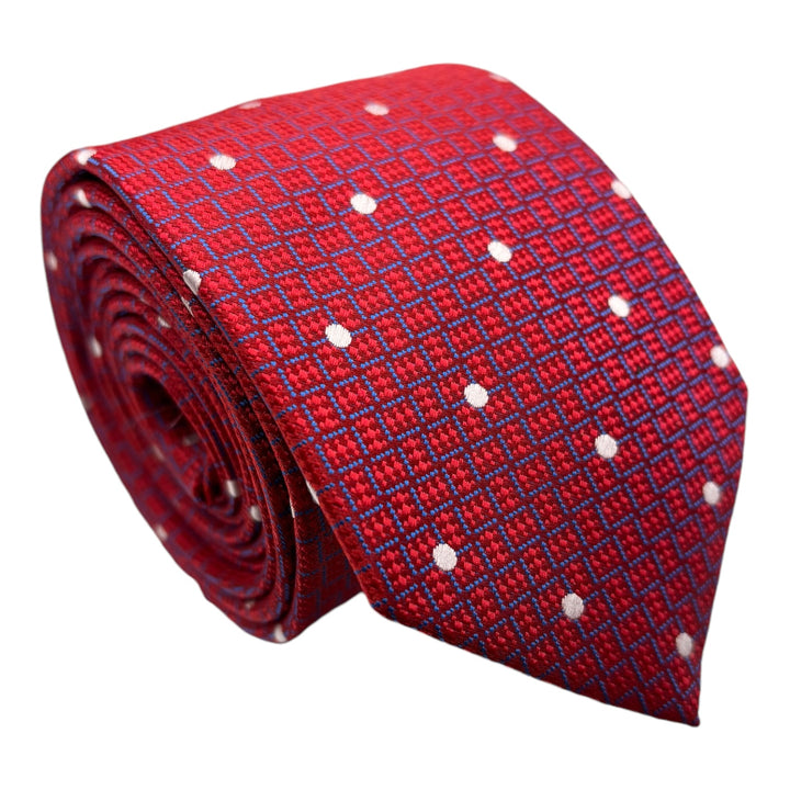 Red Geometric Dotted Tie & Pocket Square
