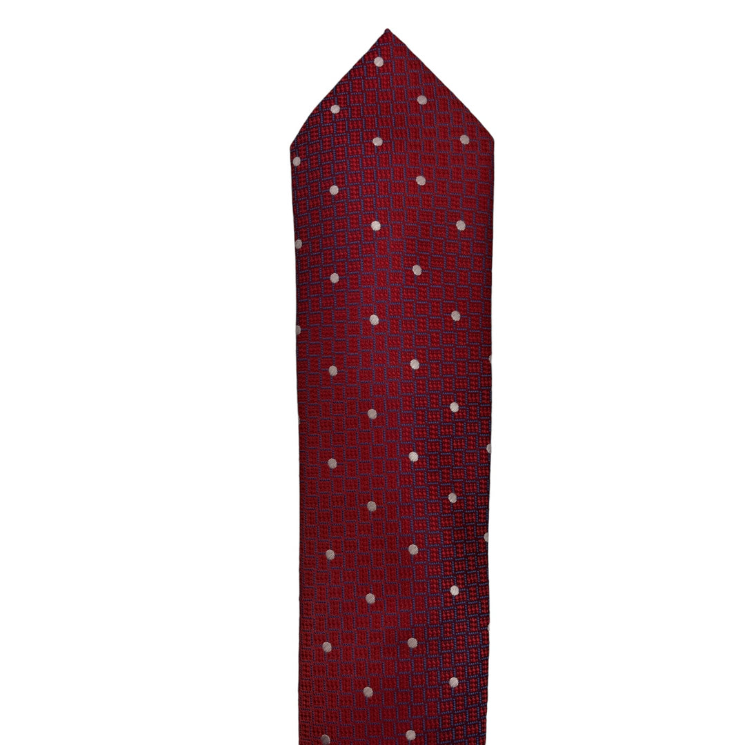Red Geometric Dotted Tie & Pocket Square