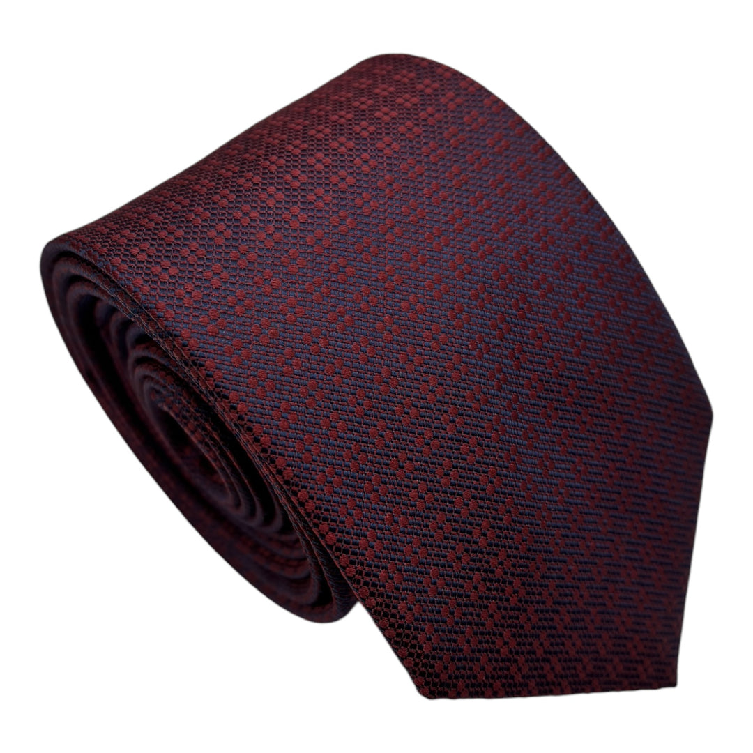 Wine Geometric Print Tie & Pocket Square