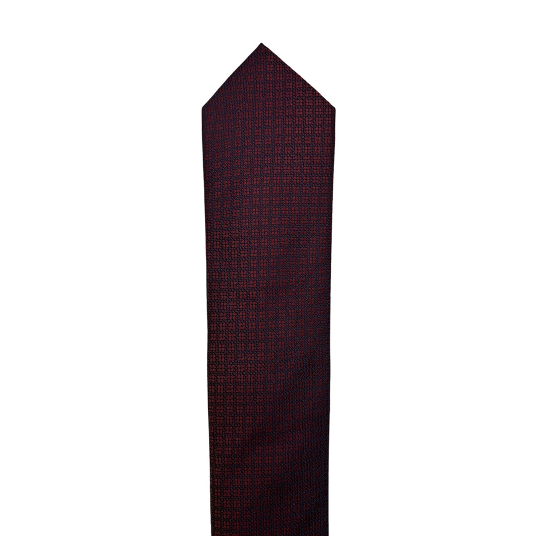 Wine Geometric Print Tie & Pocket Square