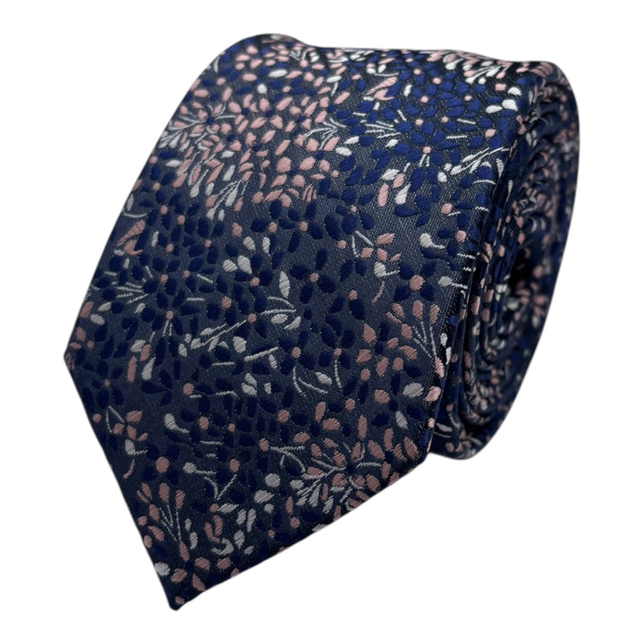 Purple Floral Pink Tie & Pocket Square