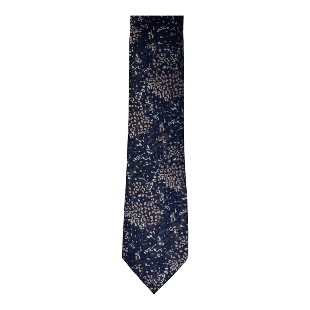 Purple Floral Pink Tie & Pocket Square