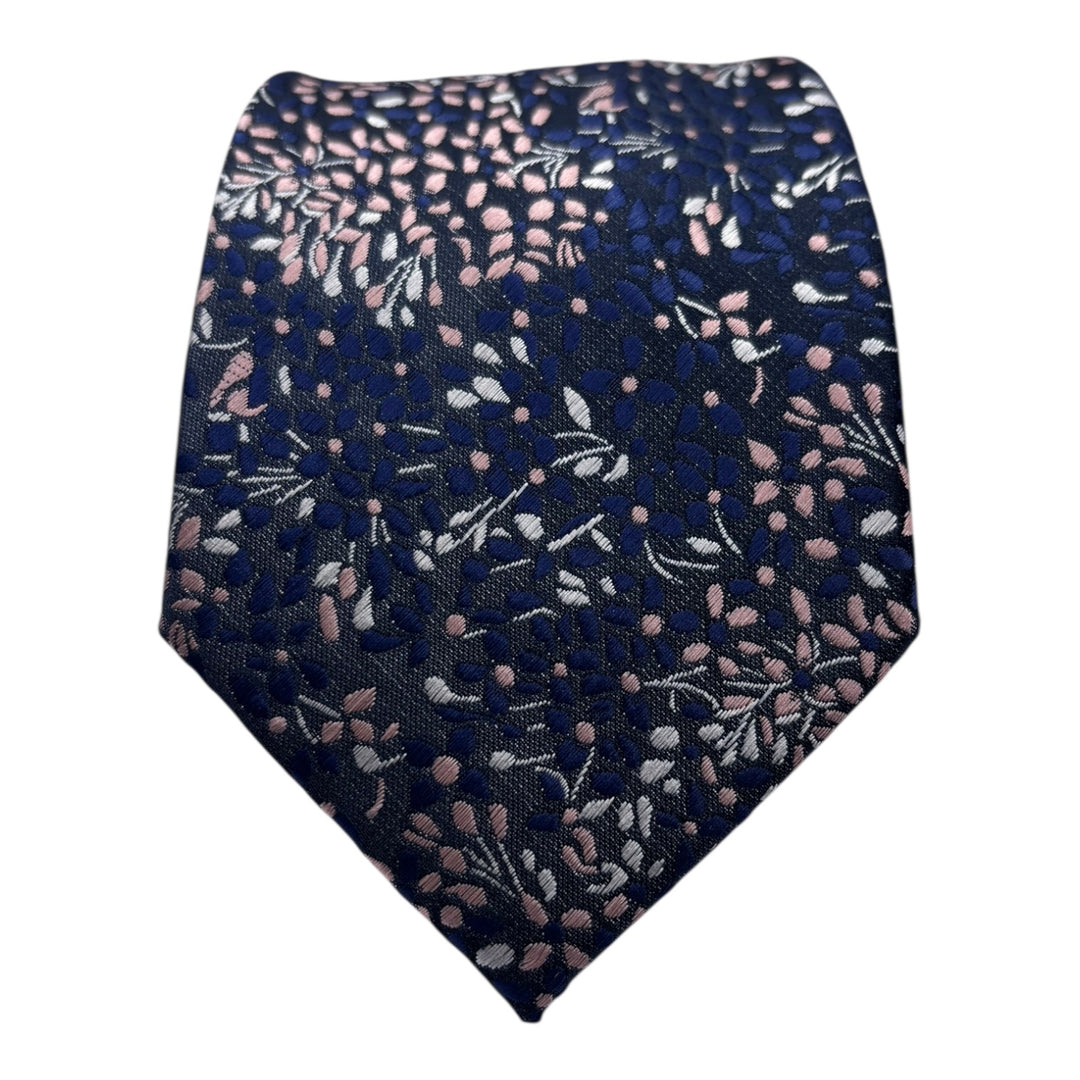Purple Floral Pink Tie & Pocket Square
