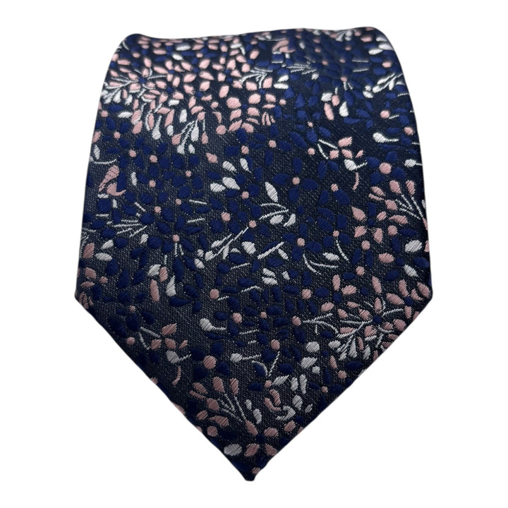 Purple Floral Pink Tie & Pocket Square