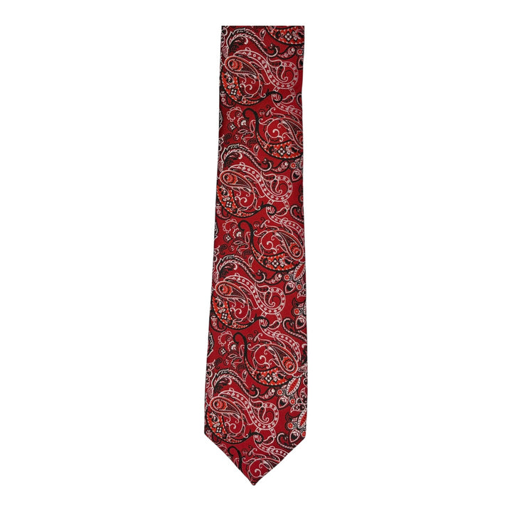 Paisley Red Silver Tie and Pocket Square