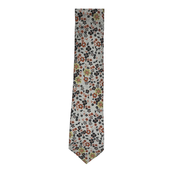 Floral Cream Orange Tie and Pocket Square