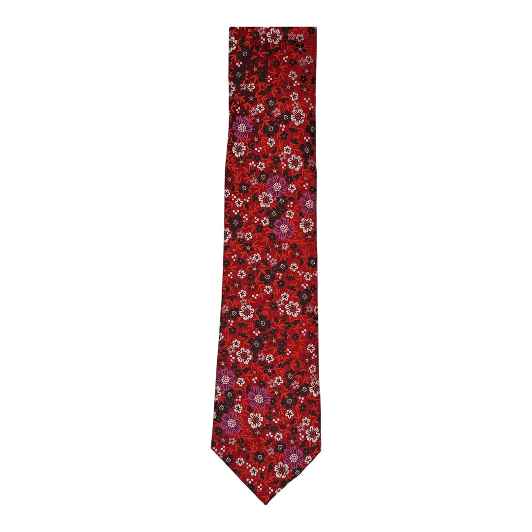 Floral Red Tie and Pocket Square
