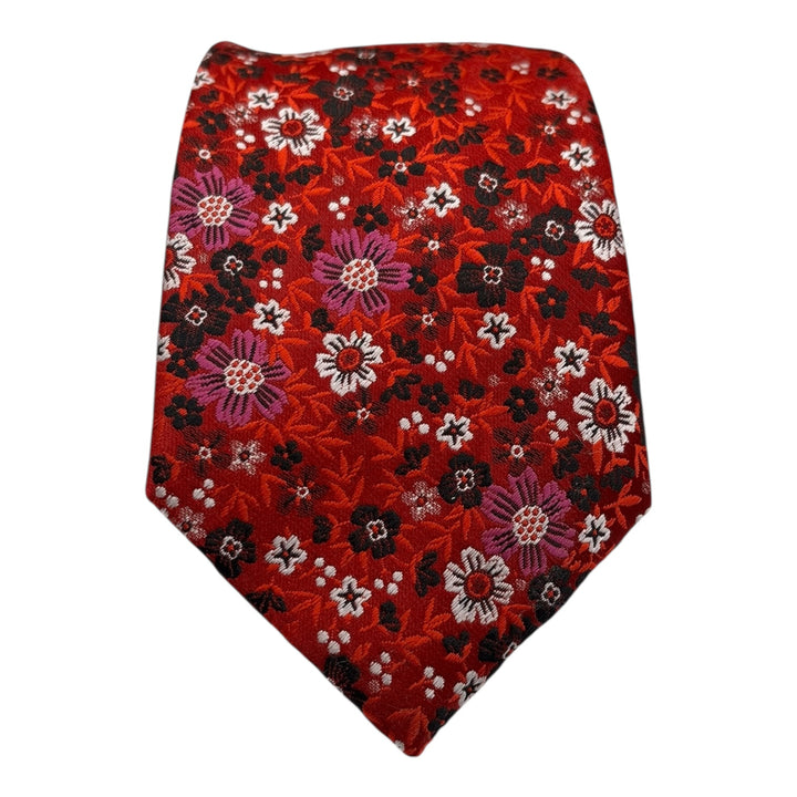 Floral Red Tie and Pocket Square