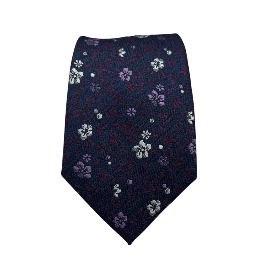 Floral Purple Tie and Pocket Square
