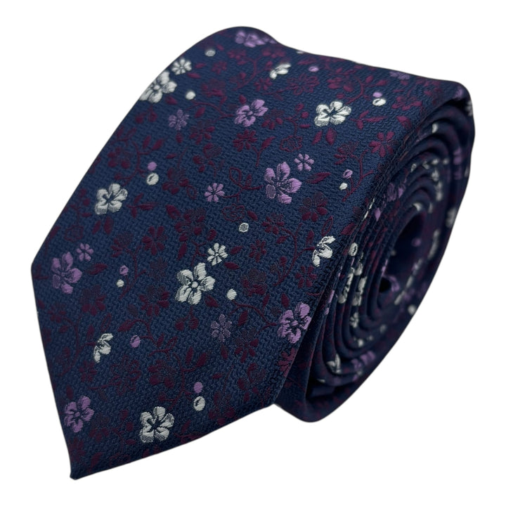 Floral Purple Tie and Pocket Square