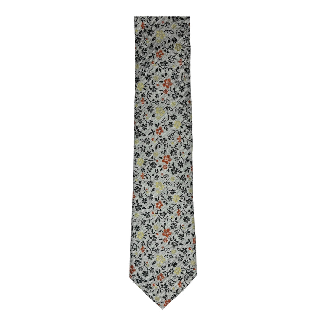 Floral Stone Orange Tie and Pocket Square