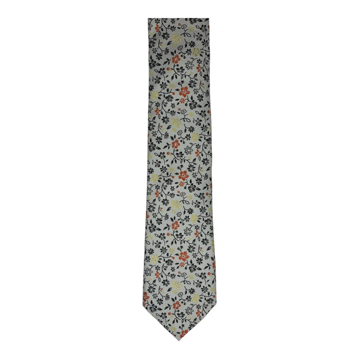 Floral Stone Orange Tie and Pocket Square